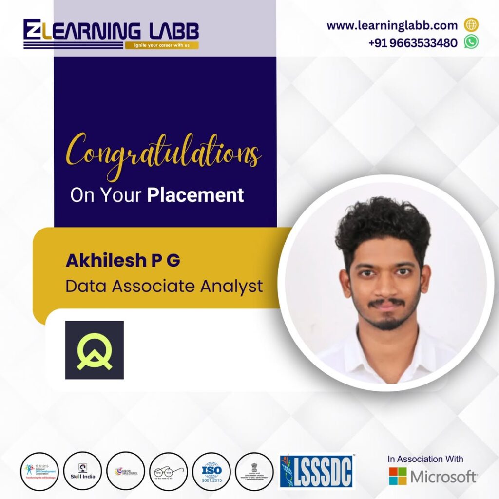 Meet Akhilesh P G, who secured a role as a Data Associate Analyst at Finquest with an attractive