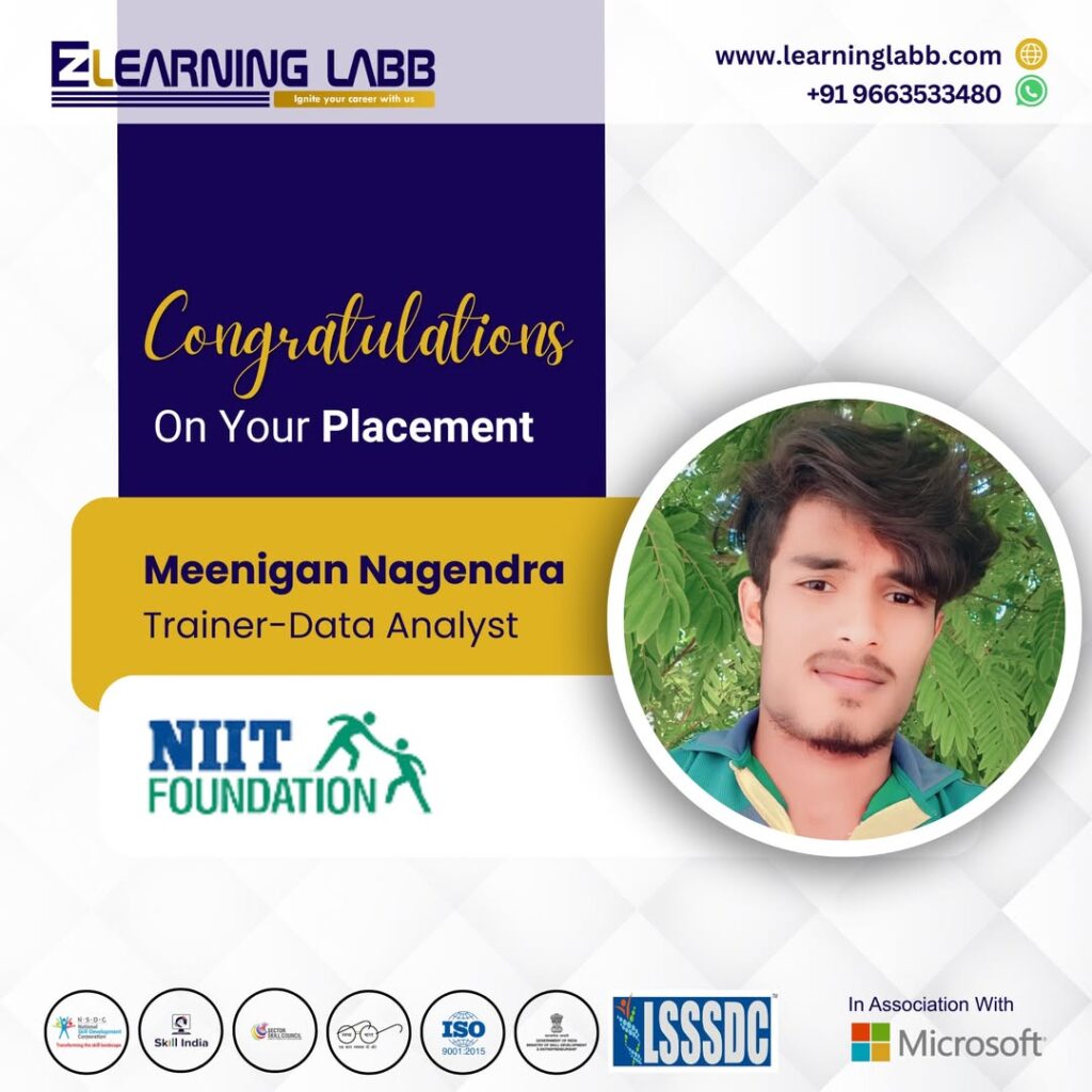 💫Huge congratulations to Meenigan Nagendra on securing the role of Trainer-Data Analyst at NIIT
