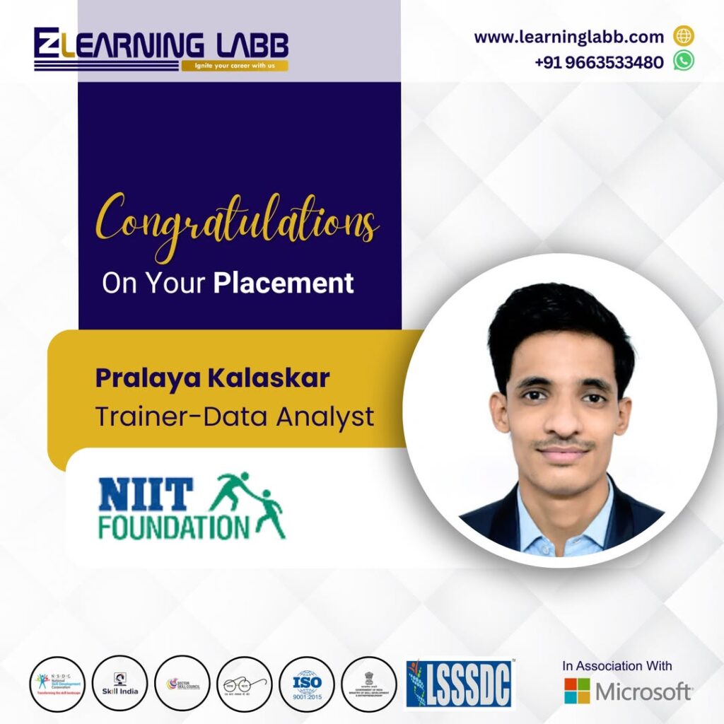 🥳💫Huge congratulations to Pralaya Kalaskar on securing the role of Trainer-Data Analyst at NII